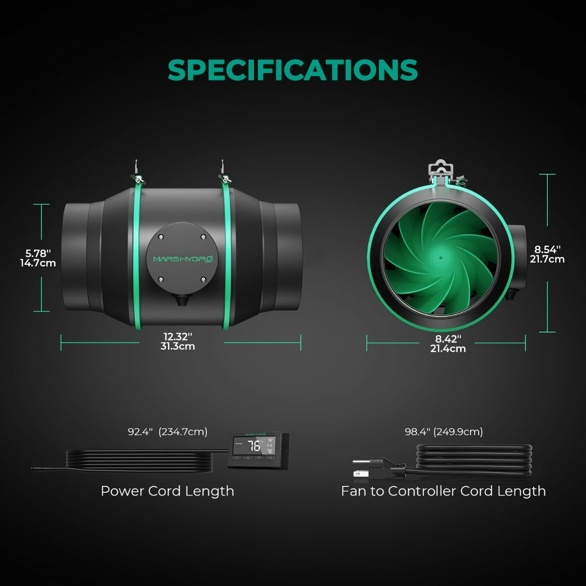 Mars Hydro 6" (150 mm) Intelligentes Lüftungsset – Komplettsystem mit Aktivkohlefilter & Controller