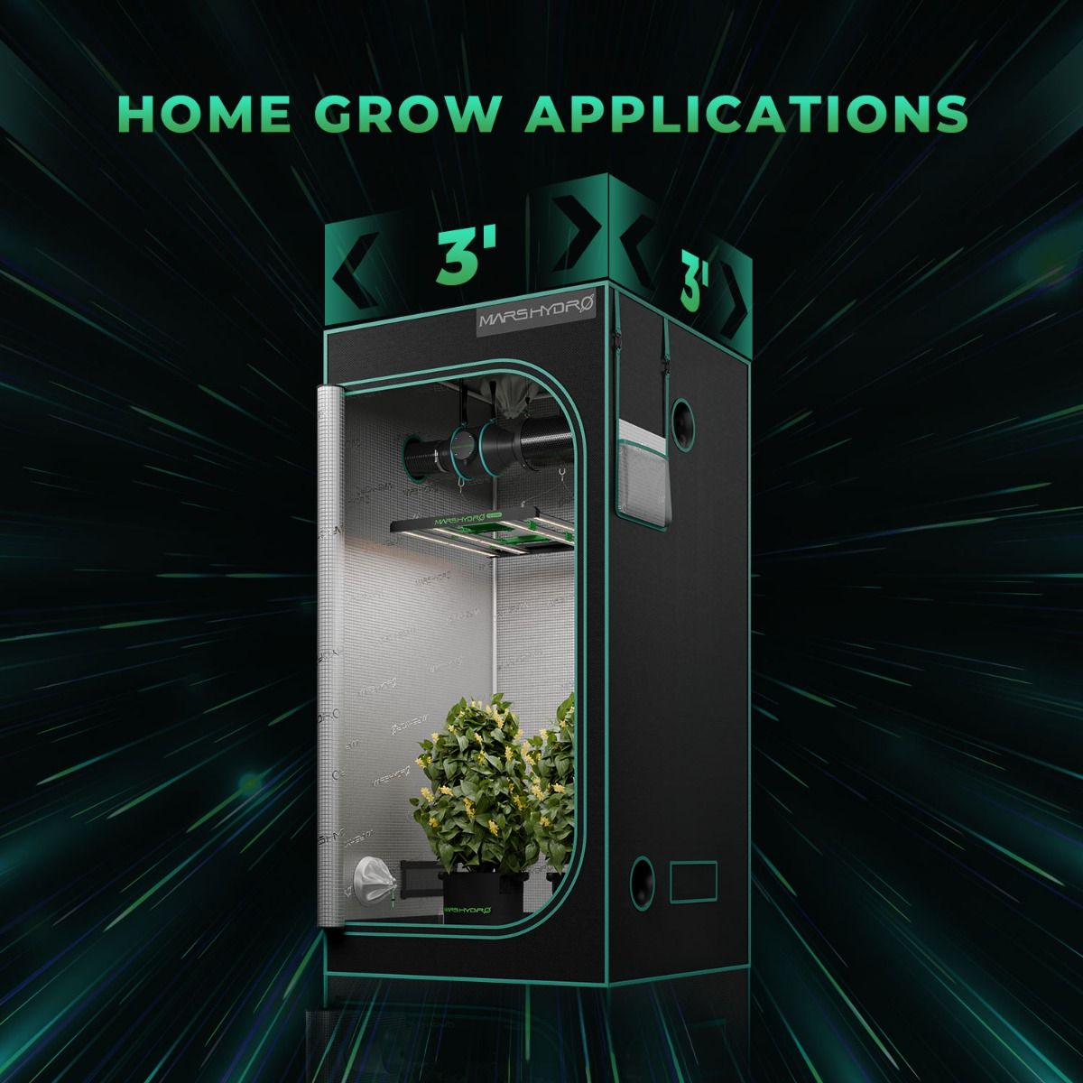 Mars Hydro FCE3000 LED Grow Lampe - 300W Quantum Bar - Bridgelux Chips - Smart WiFi & Bluetooth