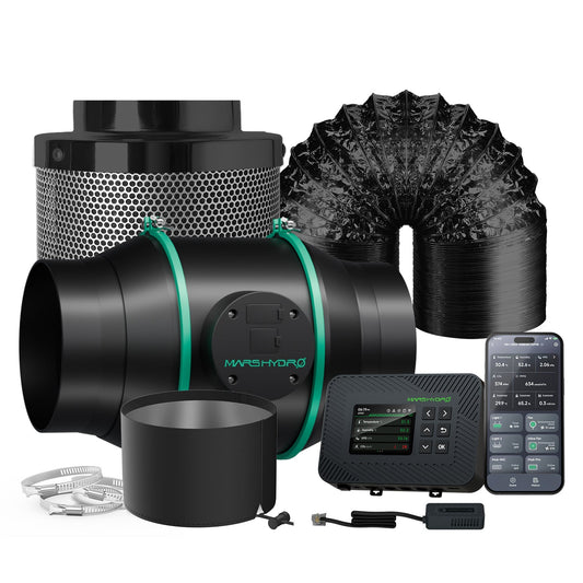 Mars Hydro 6" (150 mm) Smart Lüftungsset – Inklusive iControl WiFi/Bluetooth Regler