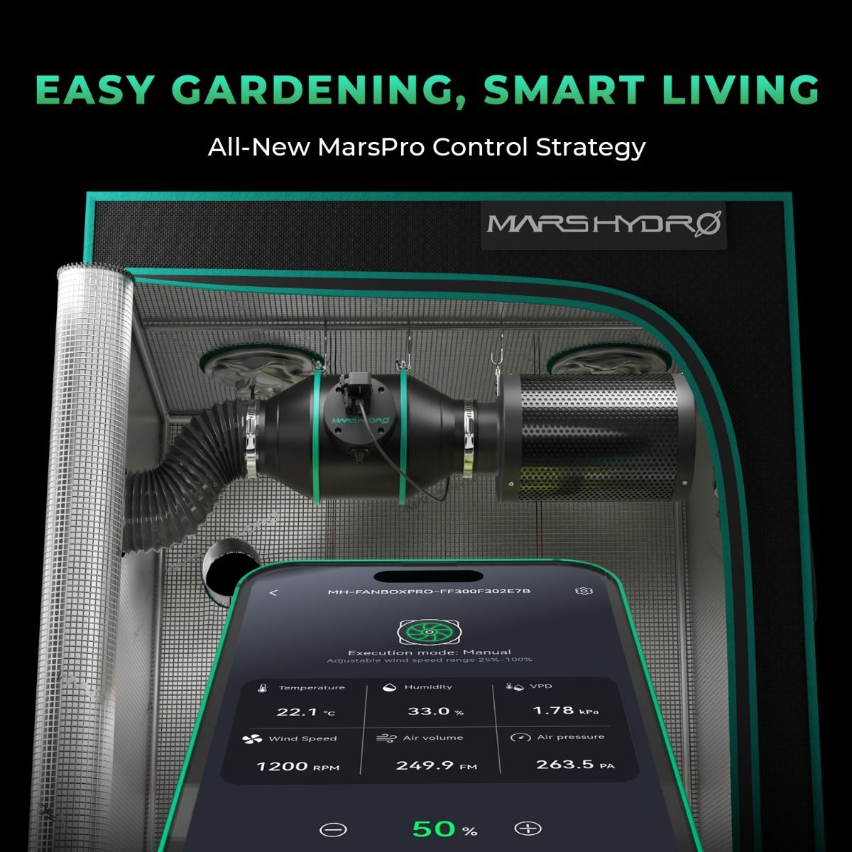 Mars Hydro iFresh – 6" (150 mm) Rohrventilator mit USB-Smart-Steuerung