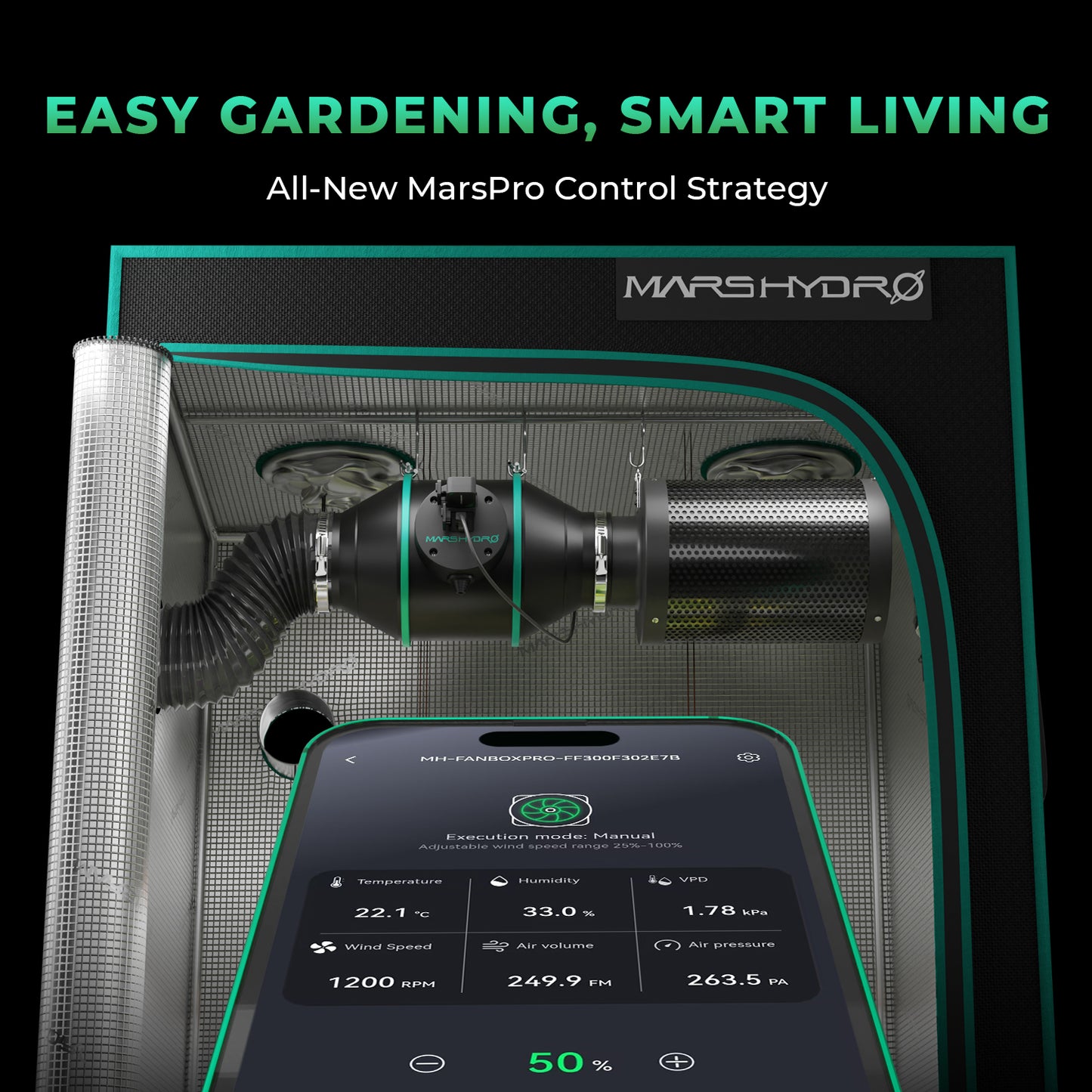 Mars Hydro iFresh 6″ (150 mm) Inline-Kanalventilator und nachfüllbarer Aktivkohlefilter im Kombi-Set