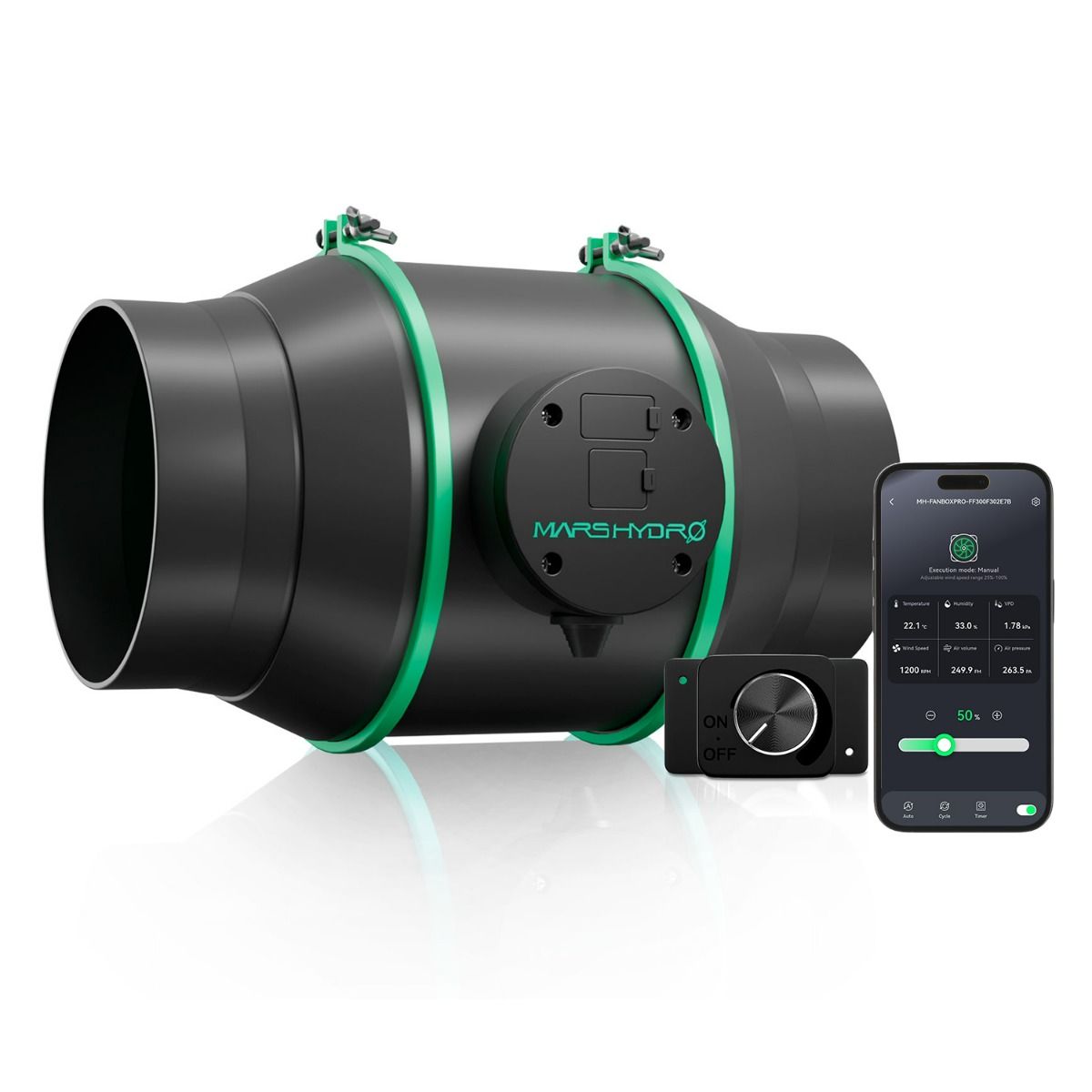 Mars Hydro iFresh – 6" (150 mm) Rohrventilator mit USB-Smart-Steuerung