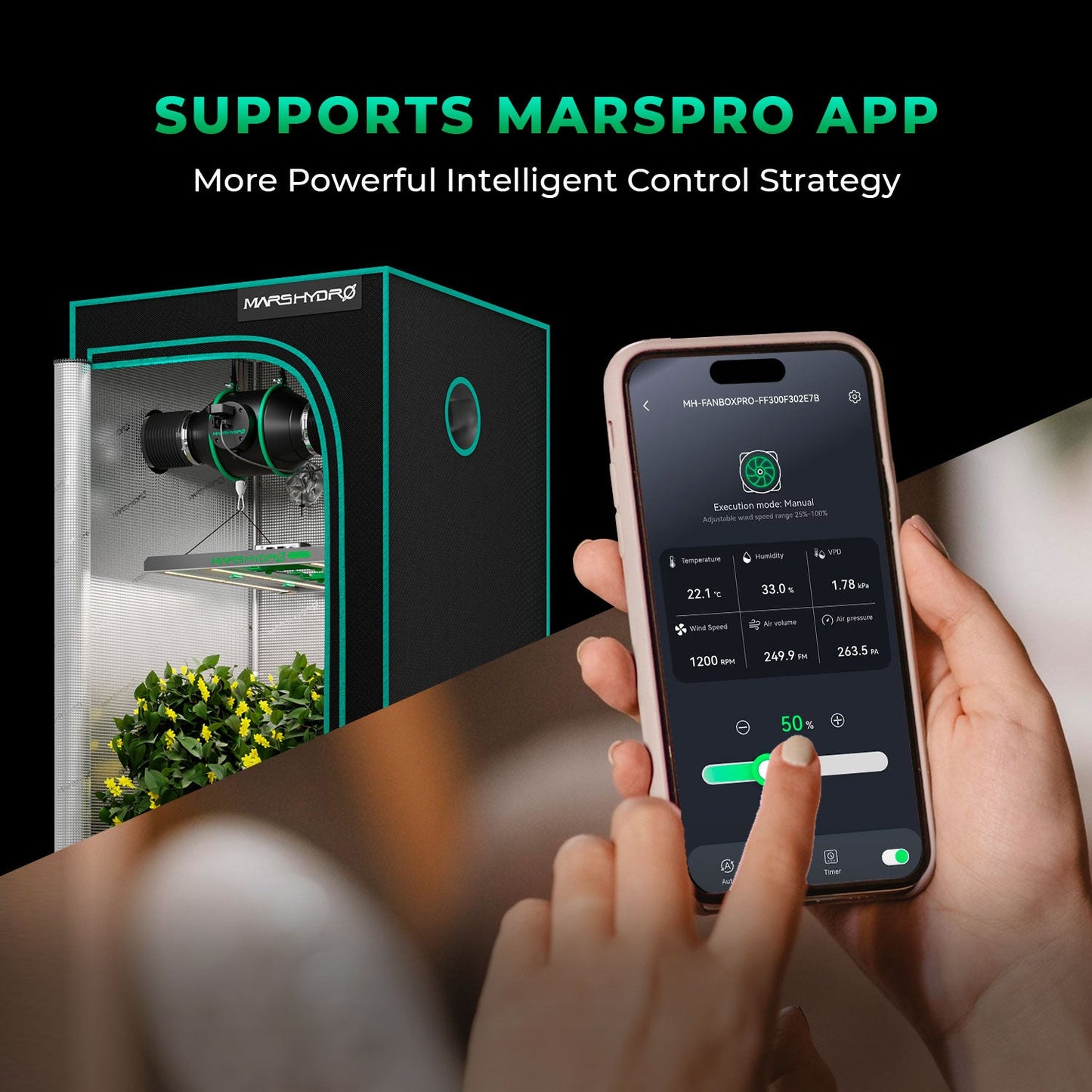 Mars Hydro 6" (150 mm) Smart Lüftungsset – Inklusive iControl WiFi/Bluetooth Regler