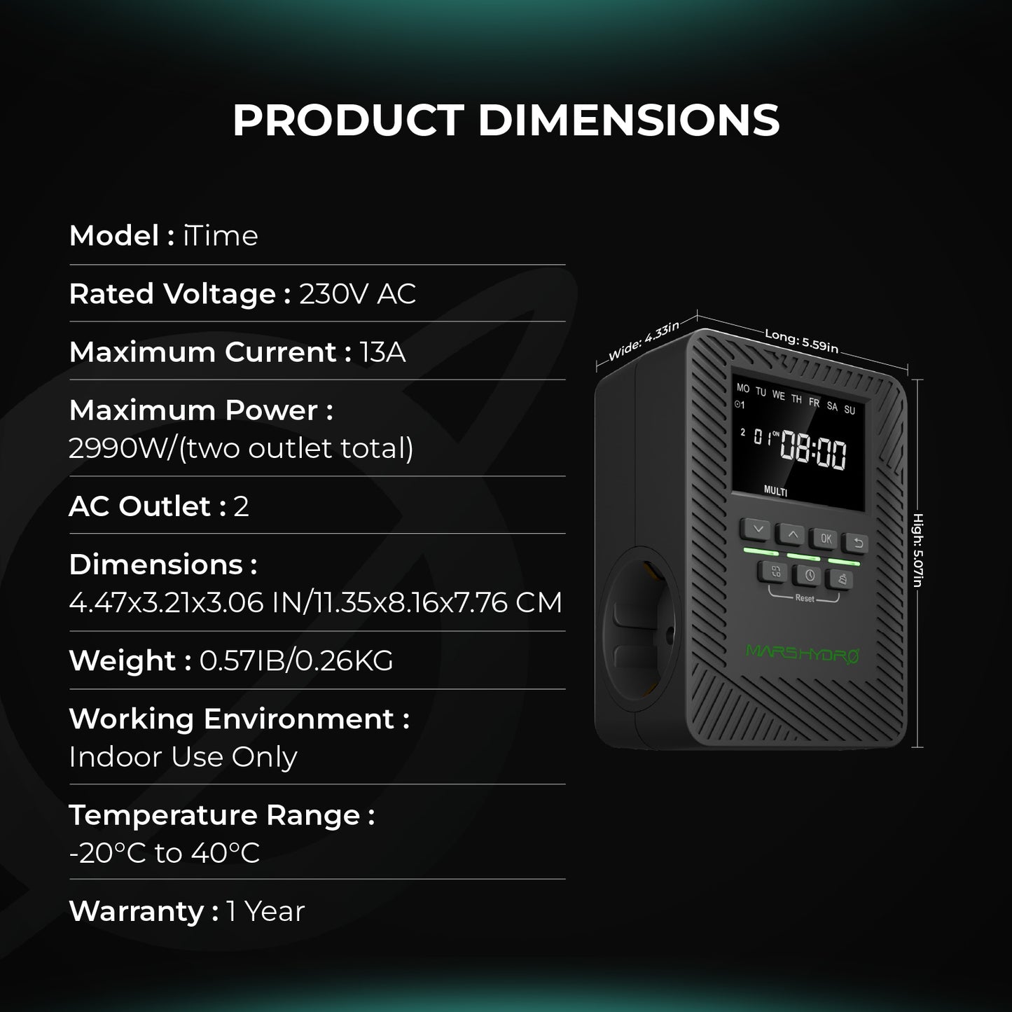 Mars Hydro iTime Smart Timer – Intelligente Doppelsteckdose mit App-Steuerung