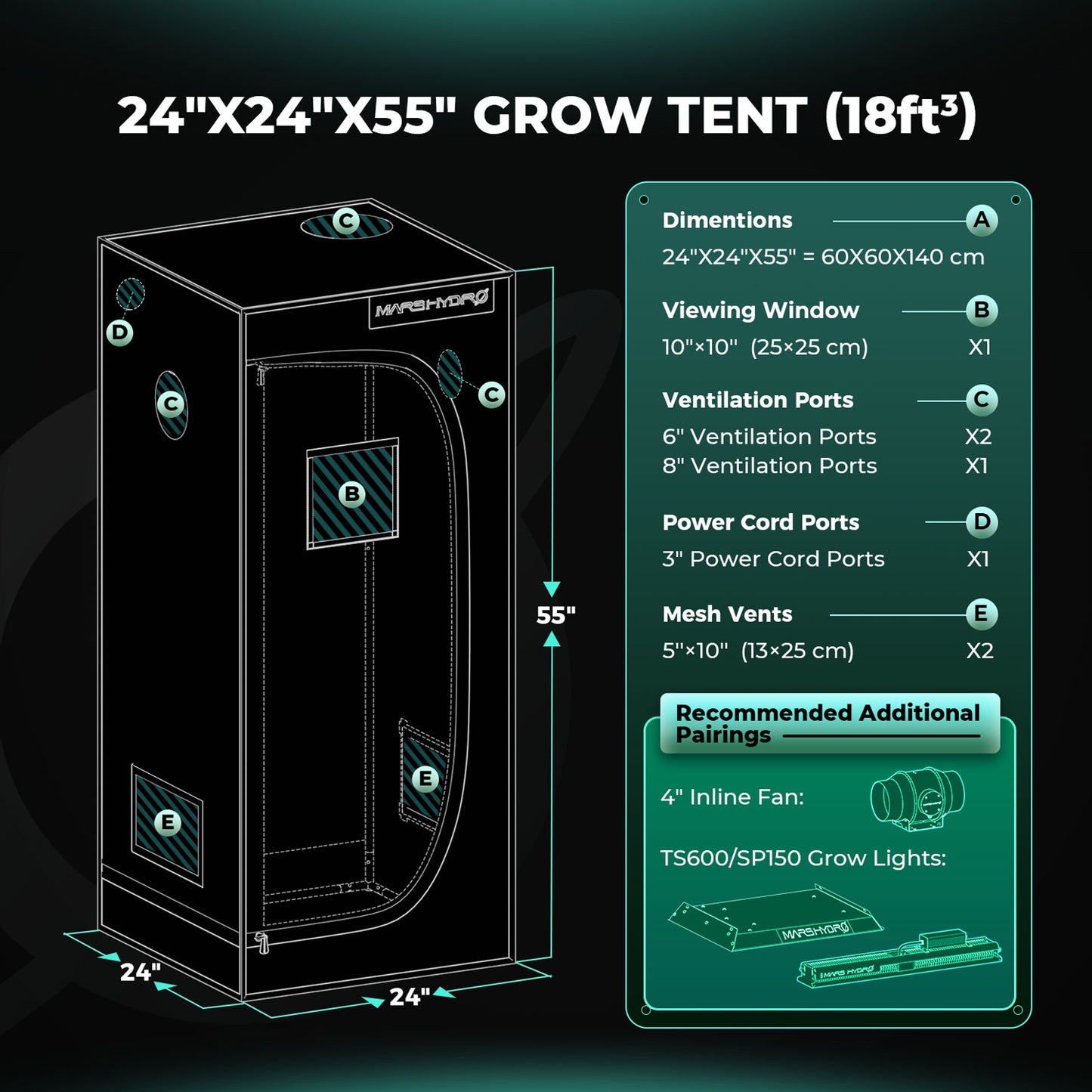 Mars Hydro TS600 Smart Growzelt Komplett-Set – Ideal für Einsteiger & kleine Räume