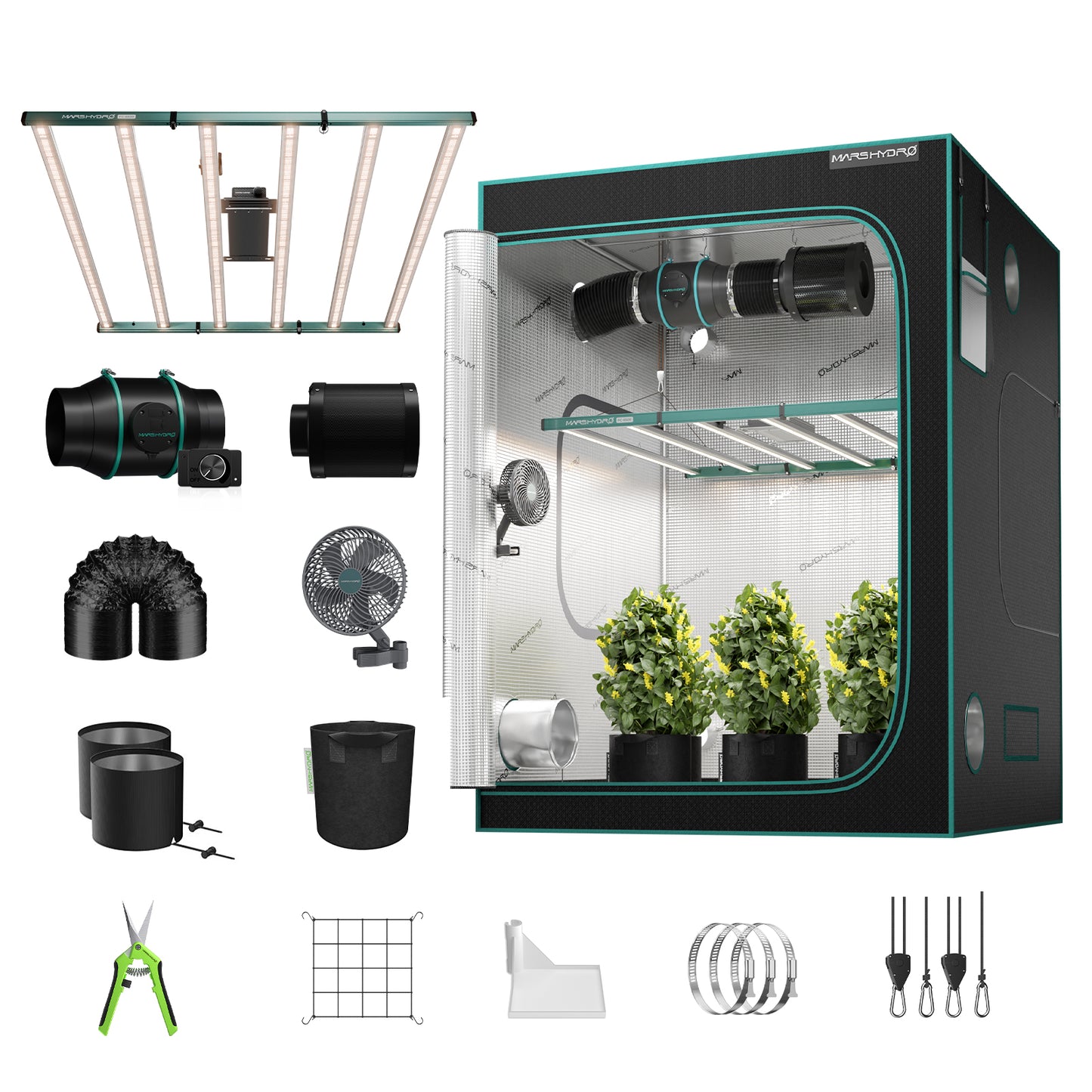 Mars Hydro FC6500 Complete Grow Tent Kits | 730W LED Grow Light + 150x150cm Indoor Tent + 6″ Ventilation System| Max Yield 3.5g/watt