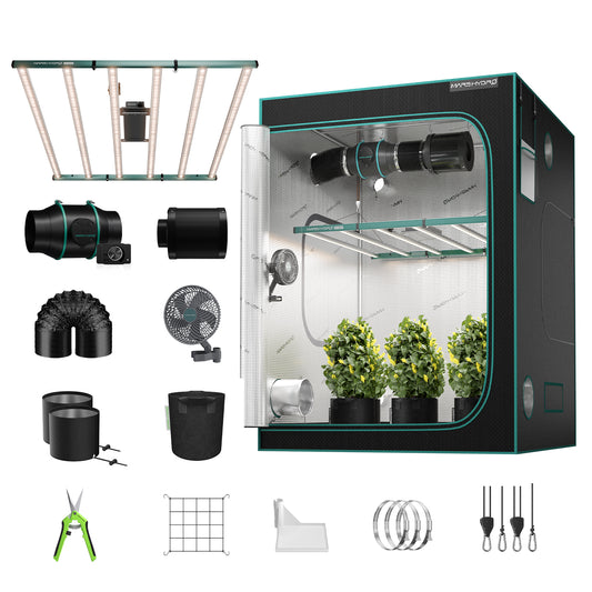 Mars Hydro FC6500 Complete Grow Tent Kits | 730W LED Grow Light + 150x150cm Indoor Tent + 6″ Ventilation System| Max Yield 3.5g/watt