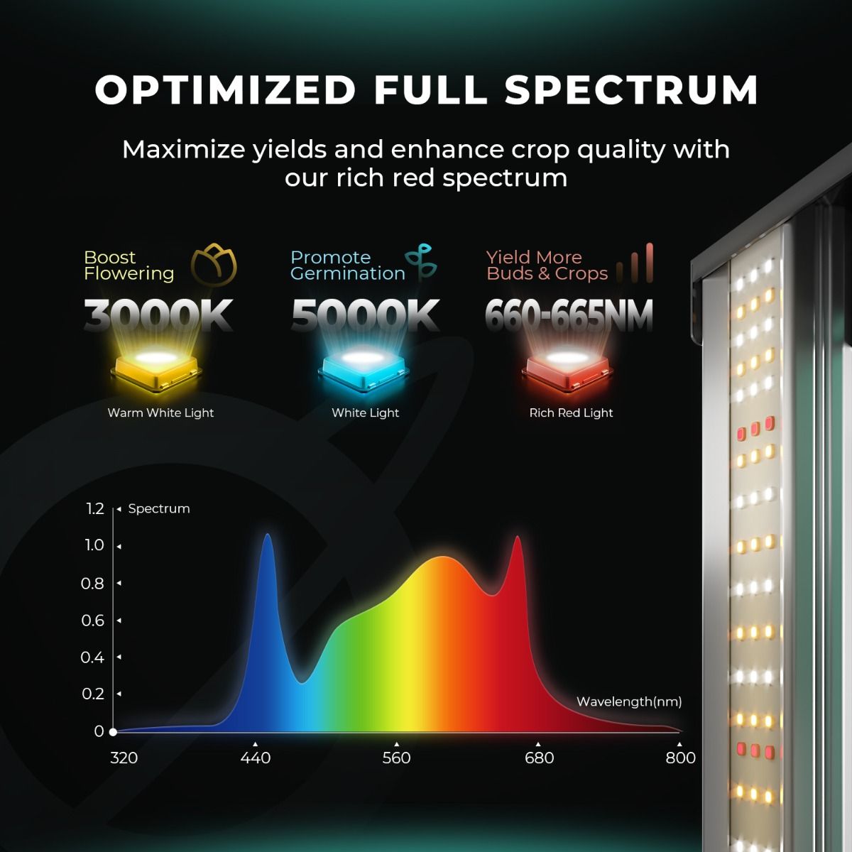 Mars Hydro FC1500 LED Grow Lampe - 150W Quantum Bar - Samsung LM301H EVO - Smart WiFi & Bluetooth