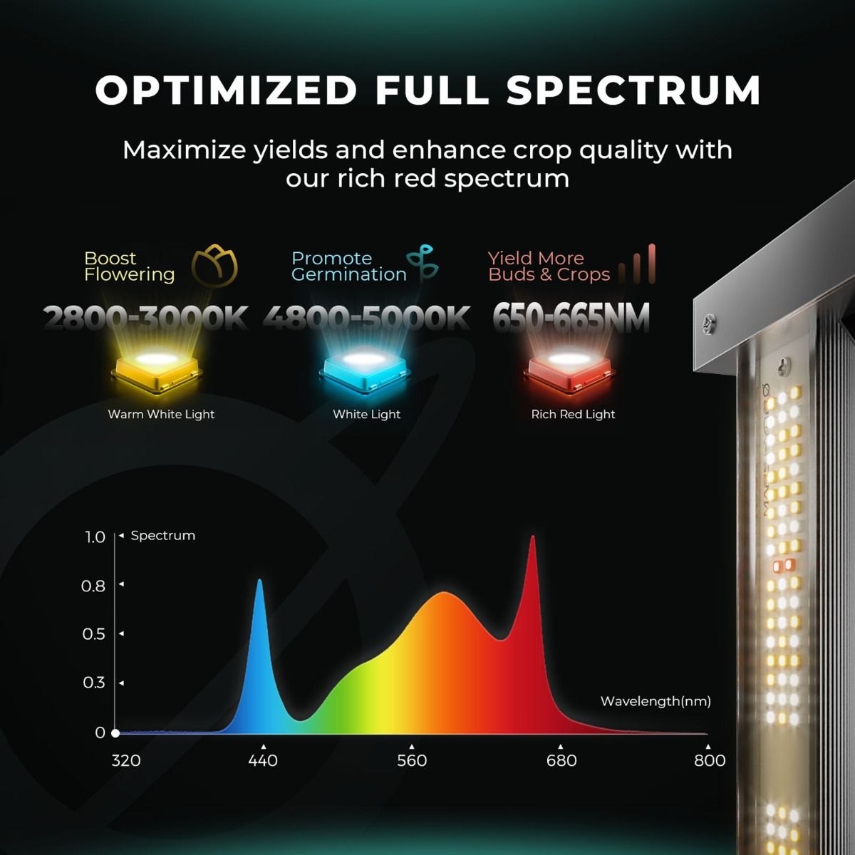 Mars Hydro Gewerbe-Set 960W - 3x FC4000 LED Grow Lampen - Samsung LM301H EVO - Smart WiFi
