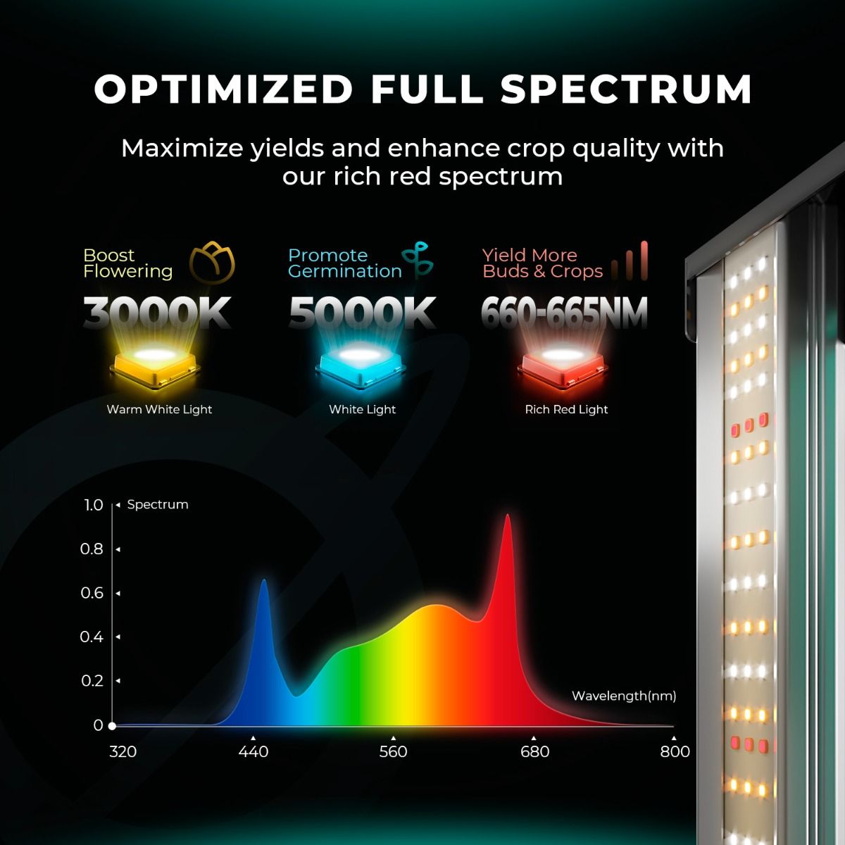 Mars Hydro FC6500 LED Grow Lampe - 730W Quantum Bar - Samsung LM301H EVO - Smart WiFi & Bluetooth
