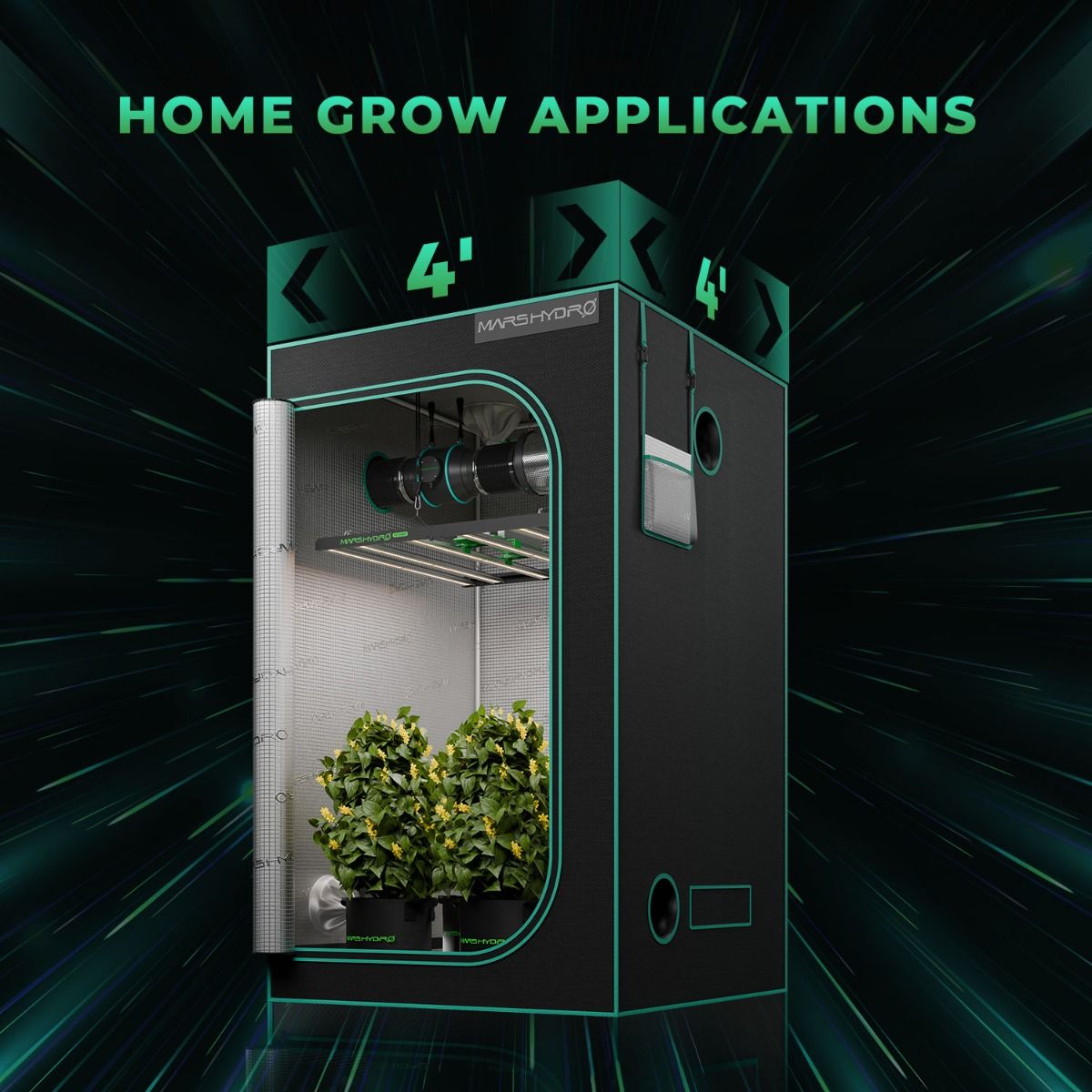 Mars Hydro FCE-4800 LED Grow Lampe 480W Quantum Bar Bridgelux Chips - Smart WiFi & Bluetooth