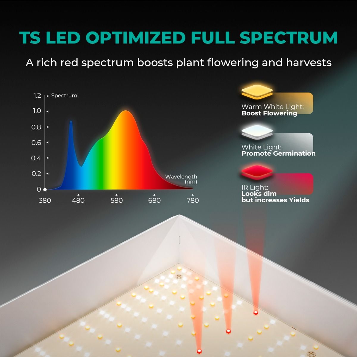 Mars Hydro TS600 LED Grow Lampe - 100W Quantum Board - Full Spectrum